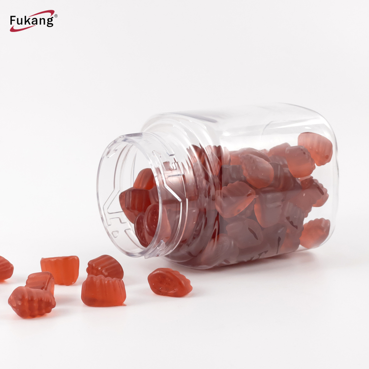 工廠批發350ml方形食品瓶 透明pet廣口瓶 軟糖包裝塑料罐