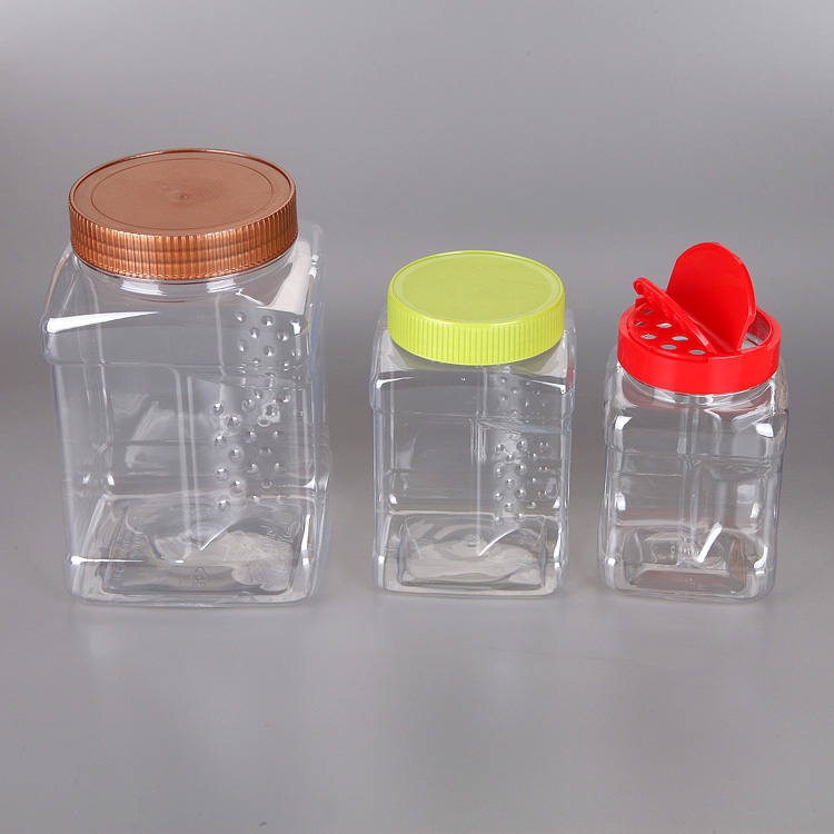 透明PET方形可收集餅干塑料罐，最新款式塑料餅干罐/容器