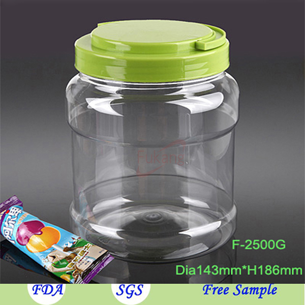 塑料包装产品制造商2.5升食品级塑料食品罐，带手柄螺旋盖