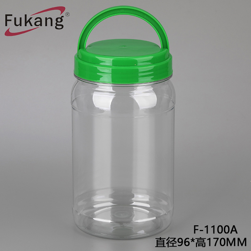 1升透明PET甜罐圆形透明塑料食品罐