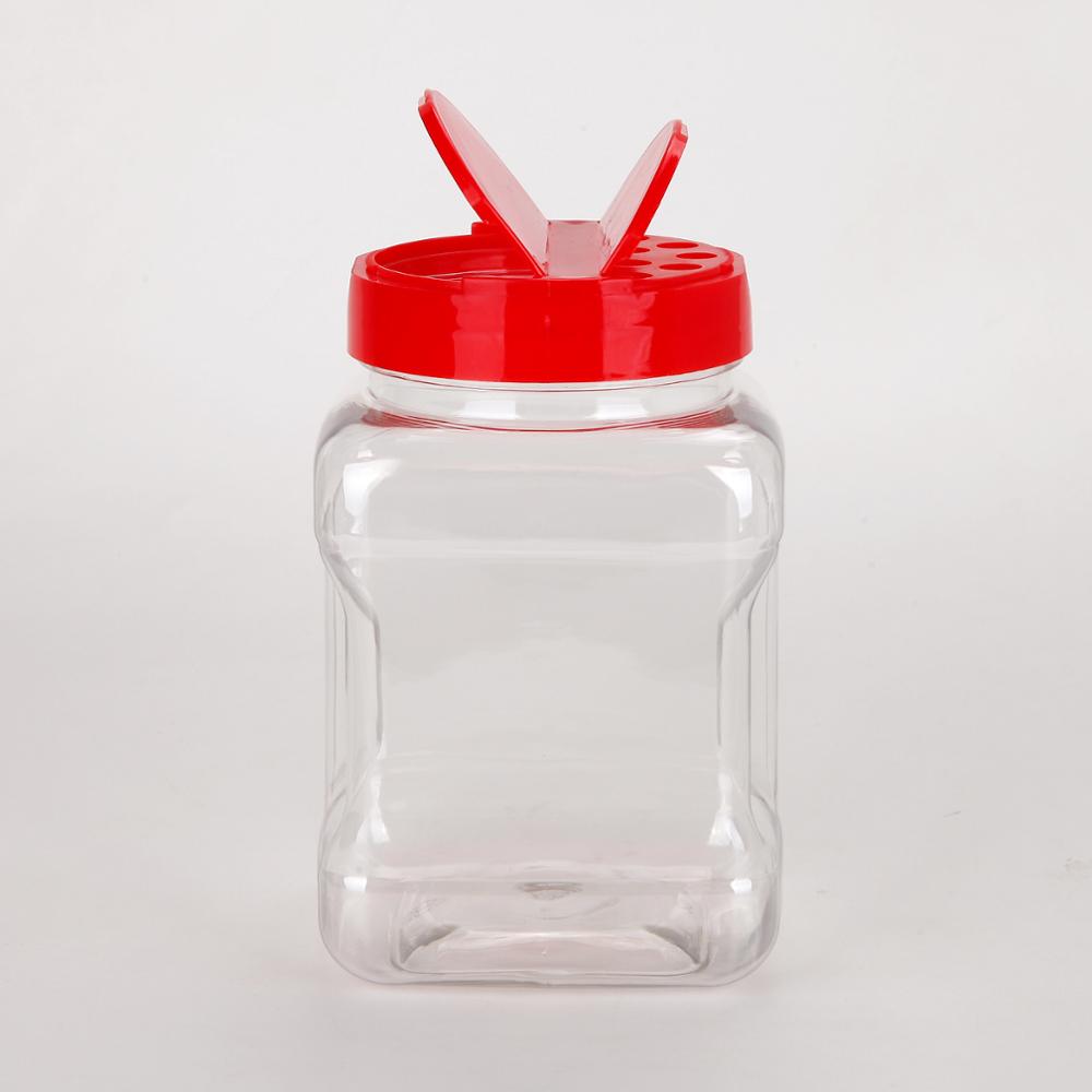 塑料食品容器16盎司。透明PET塑料方形捏口瓶500毫升香料調味容器
