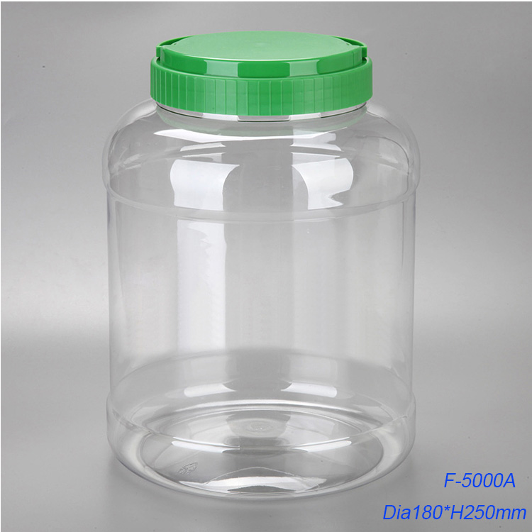 5L PET廣口食品級塑料食品粉罐，帶有用于蛋白質的提手蓋