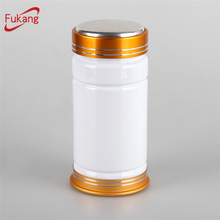 250ml PET塑料粒藥用白色圓形藥瓶，PET藥用白色塑料瓶帶金屬螺口l