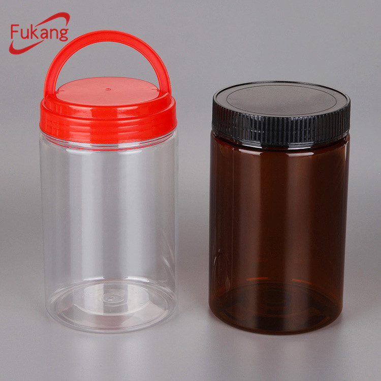1升透明塑料瓶，帶蓋廣口瓶容器，圓形寵物塑料管食品包裝罐工廠