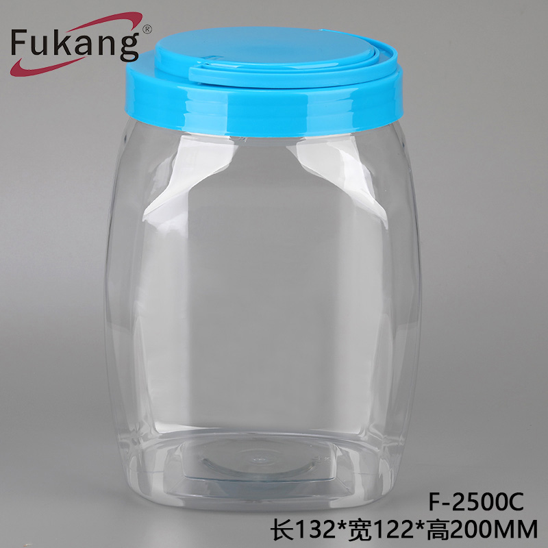 工厂直供 1800ML方形透明 咸蛋散包装 广口手提盖食品瓶
