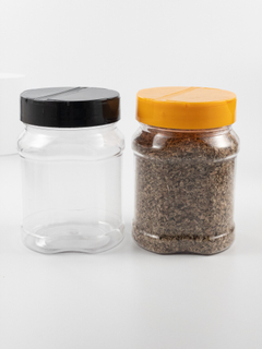  廠家批發300ML方形食品塑料廣口瓶 塑料糖果罐子 PET透明食品包裝