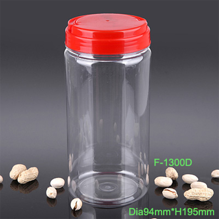 1300ml透明塑料罐ODM / OEM环保食品罐PET储存罐