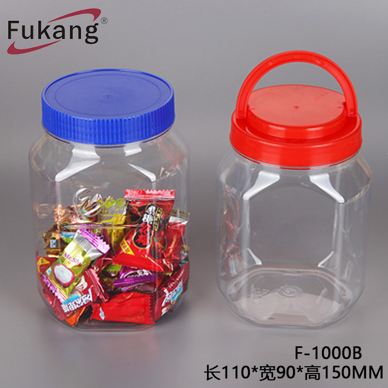 1升透明塑料泡菜容器，方形無氣塑料零食罐，大型塑料食品包裝批發中國